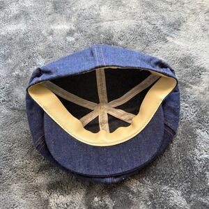 Vintage BEE Made in USA Denim Applejack Newsboy Hat Size 7 1/8 Blue Gatsby Cap